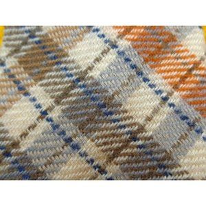 VINTAGE ROOSTER ~ WOOL DRESS SHIRT TIE ~ ORANGE OLIVE TAN ~ PLAID CHECK ~ 56"